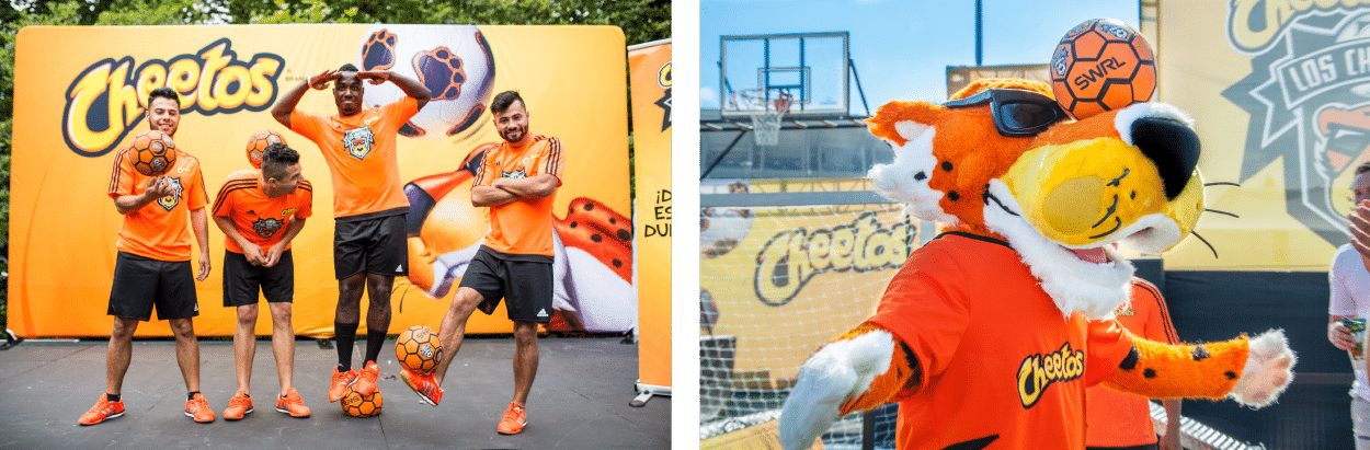 cheetos collage of soccer players at event