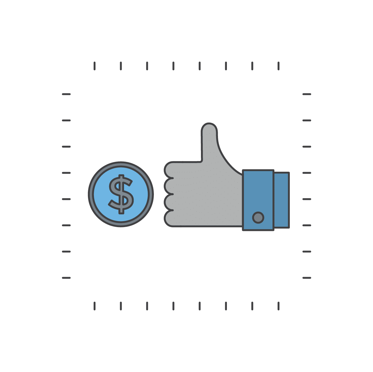 coin and thumbs up icon