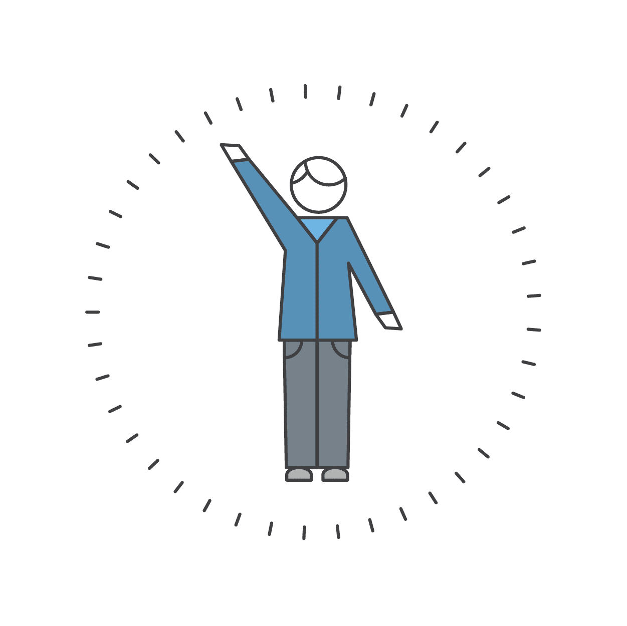 person extending an arm upward and another downward icon