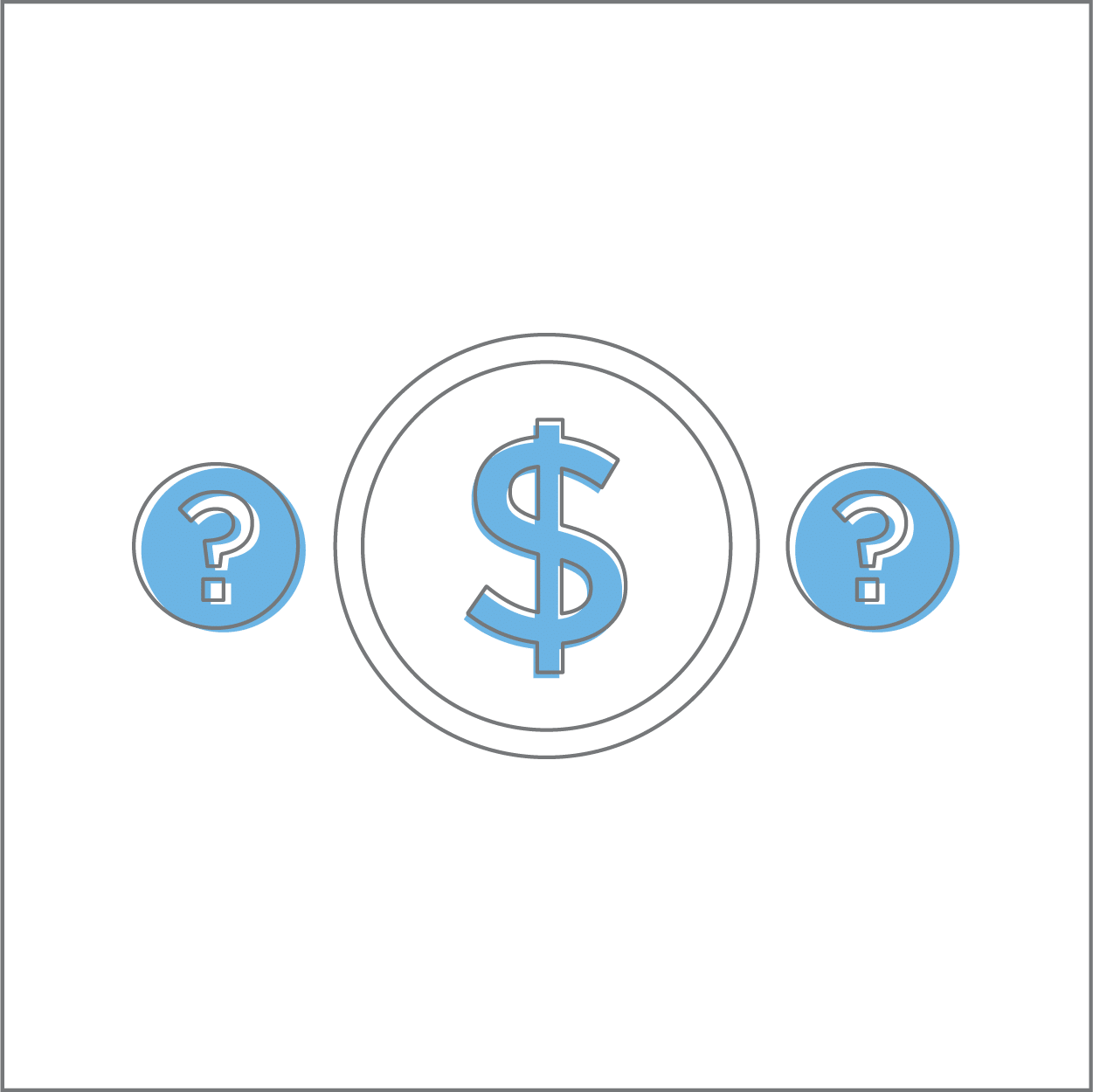 money sign icon with question marks