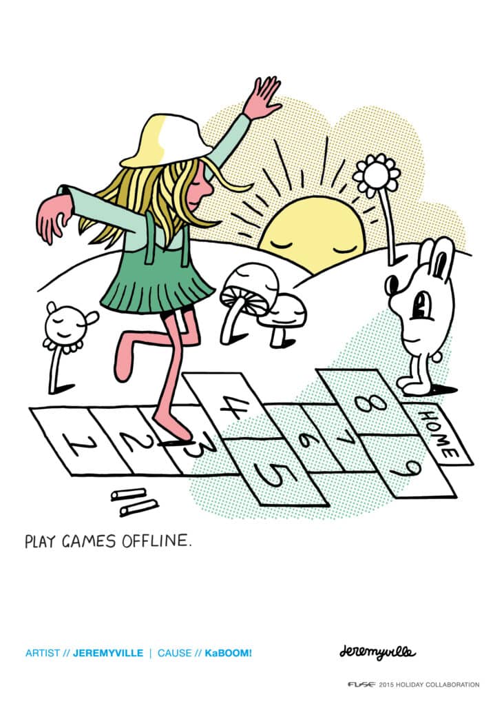 art collab image girl playing hopscotch