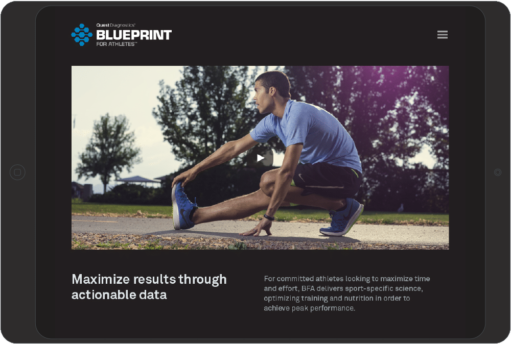 tabel with Blueprint for Athletes promo content