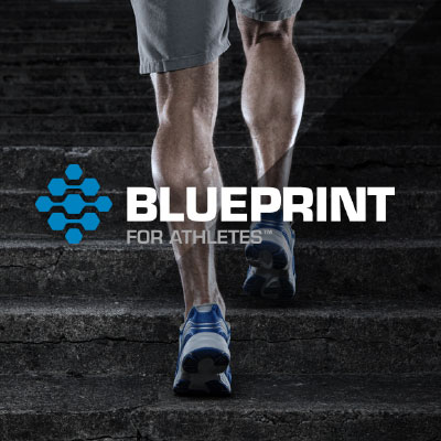 Athlete running up steps