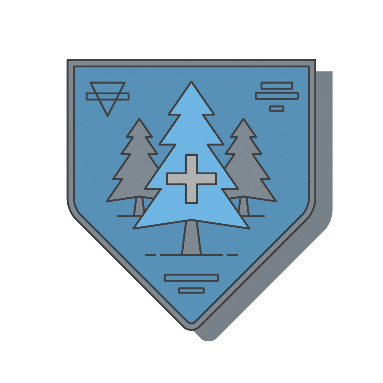 Badge with trees and Plus Icon