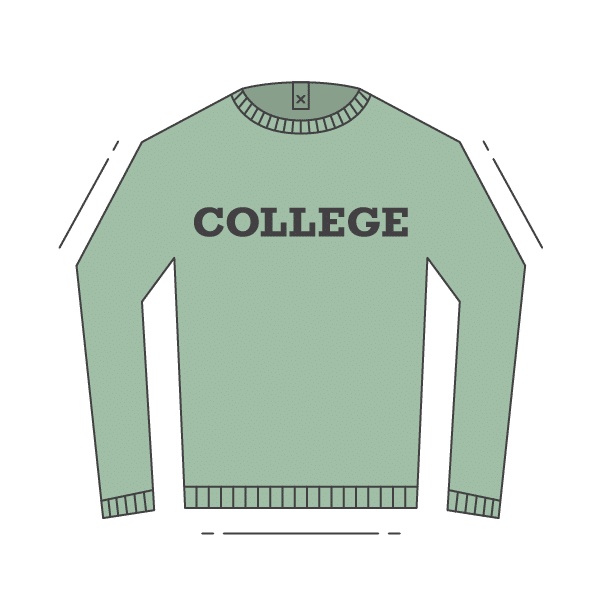 sweatshirt with College on front