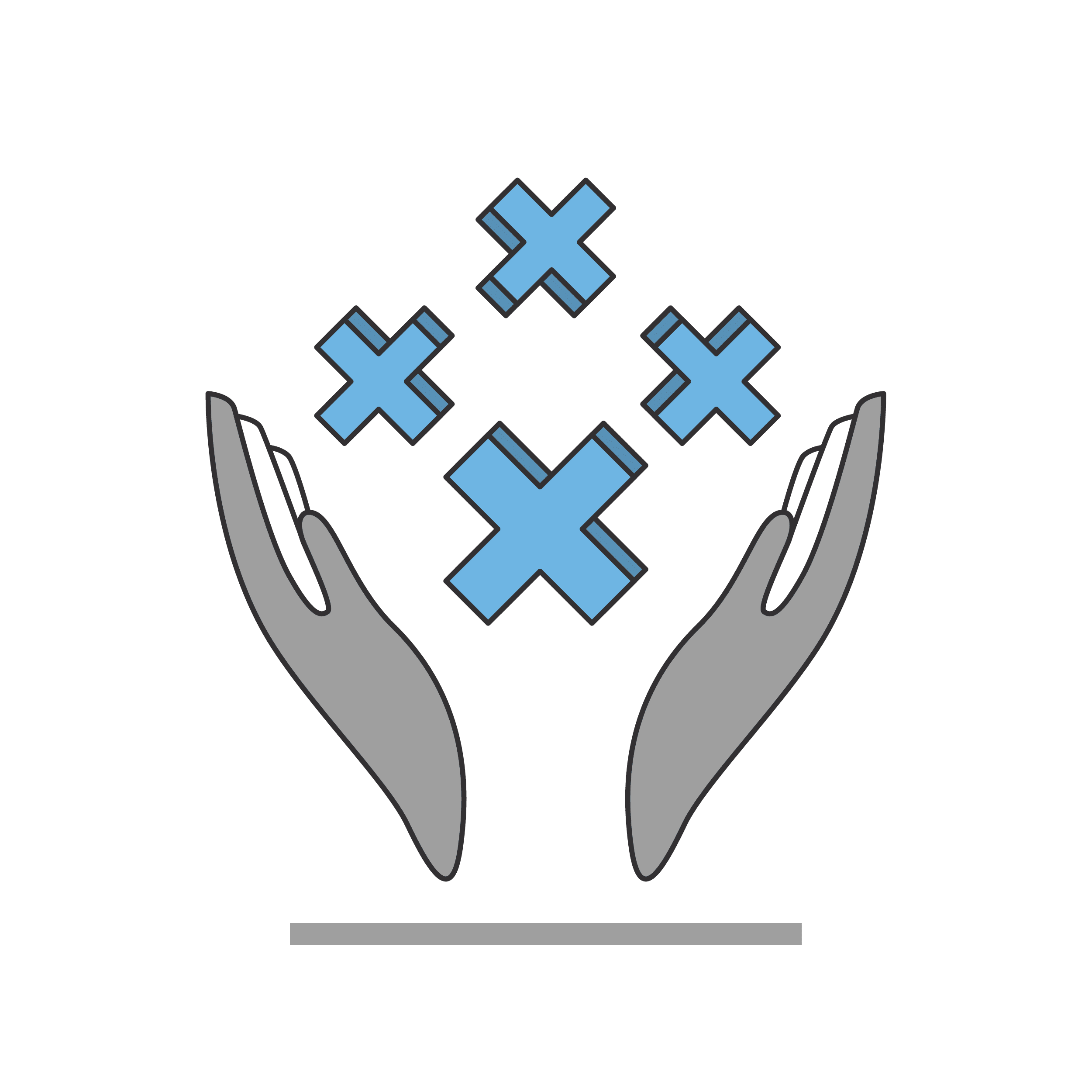 graphic of hands showing multiplication signs