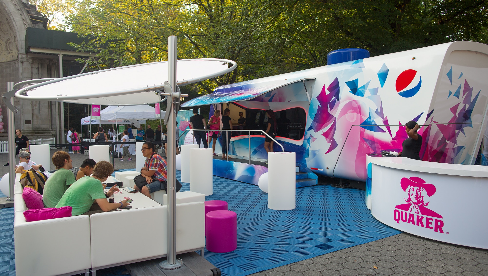 a Pepsi trailer at an outside event